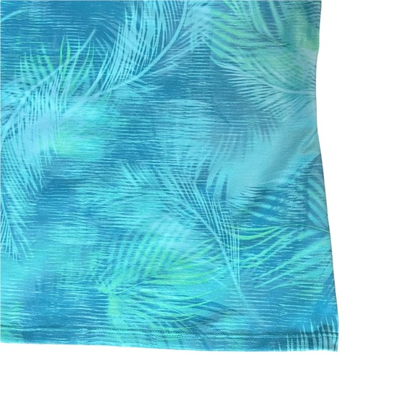 Athleta Girl Tank Top  L 12 Green Leafs TroPical Mesh Build In Bra Stretch. - Picture 3 of 6